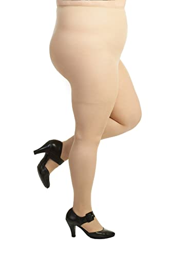 Image of Silky Toes Plus Size 20D Sheer Pantyhose for Women | 1-4 Pairs Durable Queen Tights with Reinforced Toe, High-Waist Stockings