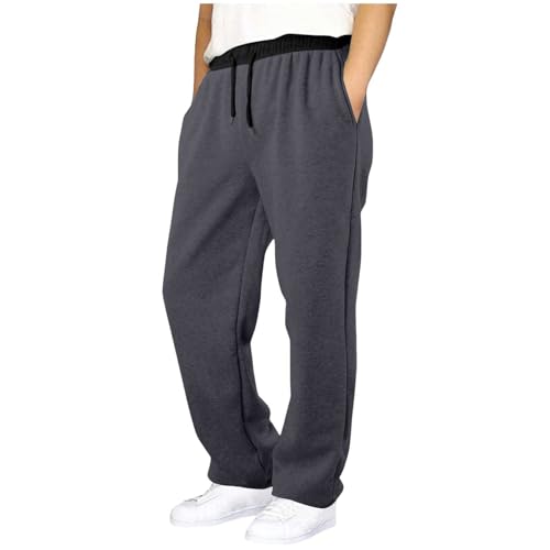 Mjjsk Pantalones deportivos de polietileno para niños, pantalones de chándal clásicos con cintura elástica, pantalones deportivos para niños, casuales, cómodos, suaves, gris oscuro, 15-16 años