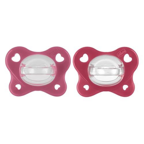 Chicco Lot de 2 tétines en silicone Dual Soft - Pour bébé fille de 16 à 36 mois - Bicolore - Favorise la respiration et favorise le bon développement de la bouche