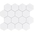 New Upgrade Premium Hexagon Peel and Stick Tile Backsplash, White Waterproof Stick on Backsplash, Self-Adhesive Marble Tiles for Kitchen,Bathroom and Bedroom?10-Sheet.
