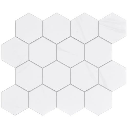 New Upgrade Premium Hexagon Peel and Stick Tile Backsplash, White