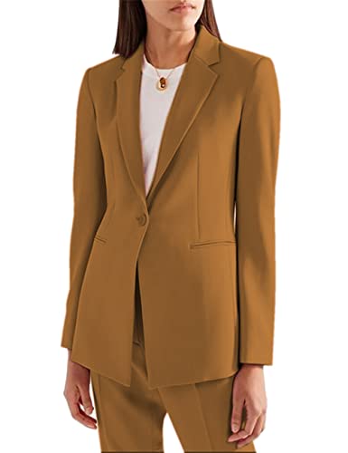 JinXuanYa Women's Suits Blazer Regular Fit 2 Piece Solid Formal Business Lady Suit Set Work Blazer Office Suit（Jacket+Pants ）