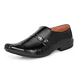 BADLAV Boys Casual Leather Loafers, Tan Brown, Slip-On Driving Moccasins with Metal Buckle Detail (BM-8001) (Black-03)