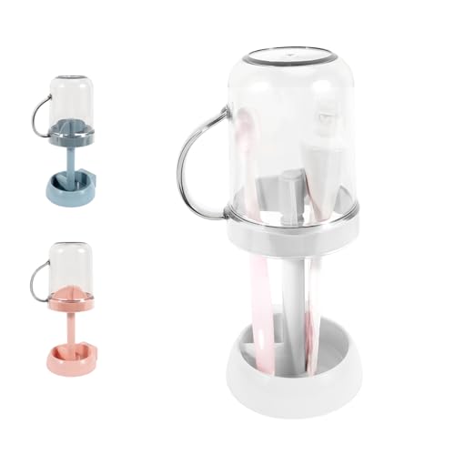 Yuuchoringee Toothbrush Holder with Cup/Cover Contains 3 Slots, Adjustable Height Toothbrush Stand...