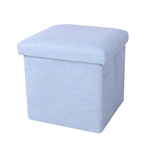Tabouret à chaussures bleu coffre de rangement lin 30cm - 2