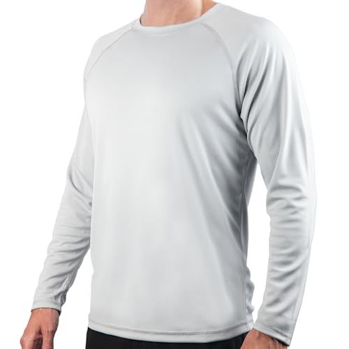 Kanu Surf Men’s Swim Shirt w/Long Sleeves – Quick-Dry, UPF 50+ Workout Rash Guard for Men Loose-Fit Design (Gray, X-Large)