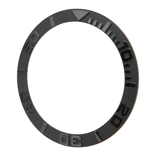 ZJchao Watch Bezel Insert, 38mm Ceramic Embossed Digit Watch Bezel Ring Replacement Accessory Parts for Repairer (Black)