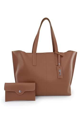 Bolsa Feminina Sacola Grande Com Necessaire Retta (CARAMELO)