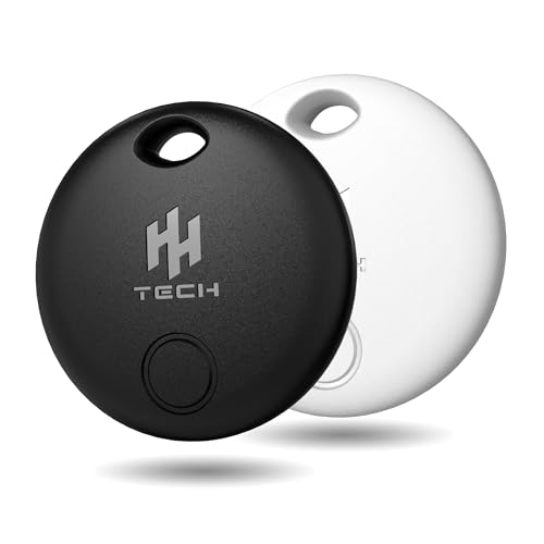 HH-Tech Smart Tag (Pack-2 Black+White) For Apple iOS Devices Smart Tracker Key Finder Replaceable Battery Easily Track Your Wallet Bag Suitcase and More Worldwide with Apple Find My App
