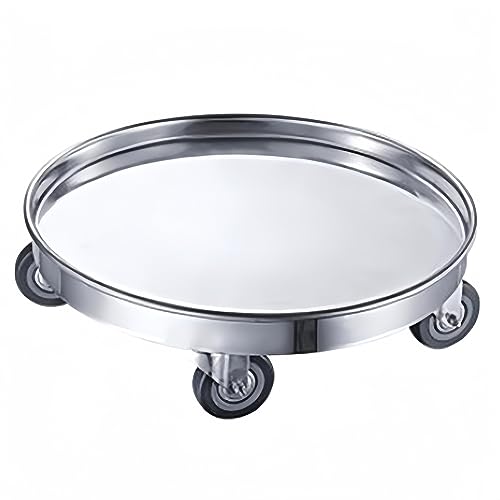 Portavaso in acciaio inox – Carrello rotondo per piante con ruote – Base mobile per bombole di gas e fioriere