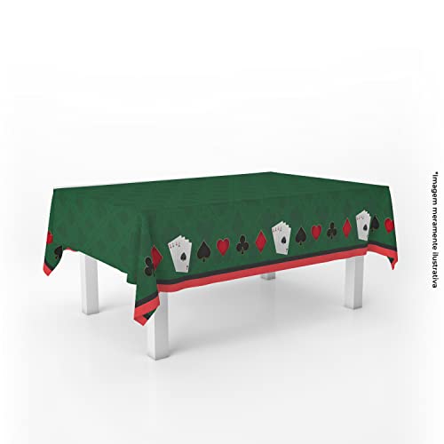 Toalha De Mesa Retangular Estampada Poker 6 Lugares Oxford Nypes Verde