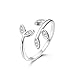 CASSIECA Anillo Hoja de Olivo Anillos Mujer Plata Ajustables Anillo Mariposa Anillos Niñas Ajustables Anillo Mujer Anillos Plata de Ley 925 Mujer Oro