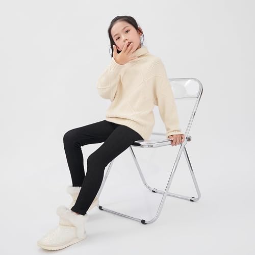 Girls Winter Leggings Thick Cotton Fleece Lined Girls Pants Warm Stretchy Thermal Tights Pants for 4-12Y3