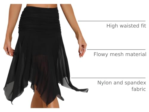 Image of Allegra K High Low Skirt for Women's Ruched Asymmetrical Flowy Dance Skirts