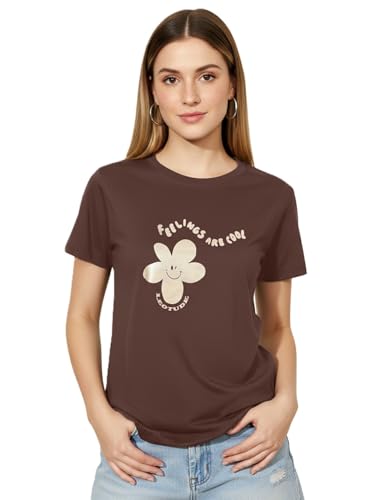 Image of LEOTUDE Women Half Sleeve Loose Fit Cottonblend Multicolour Shirt Colorful Loose Fit Tshirt for Women