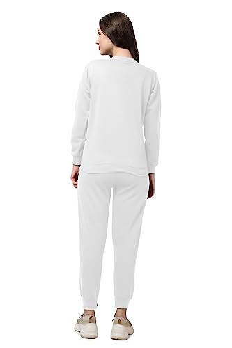 Image of Women's Full Sleeves Round Neck Winter wear Casual Fit Sweatshirt and Jogger Set Cotton Stretchable Comfort Fit and Warm for Cold Season for Everyday Winter Season Wear