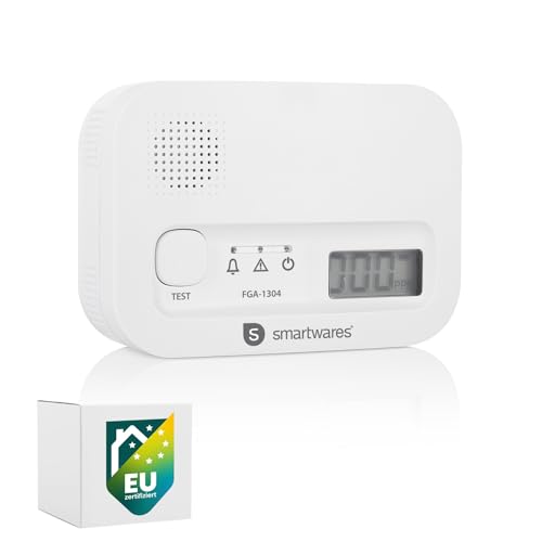 Smartwares Kohlenmonoxid melder, 10 Jahre Sensor, 1.5 Testsieger Wertung, mit Display und Testknopf - FGA-13041 Smartwares Kohlenmonoxid melder, 10 Jahre Sensor, 1.5 Testsieger Wertung, mit Display und Testknopf - FGA-13041