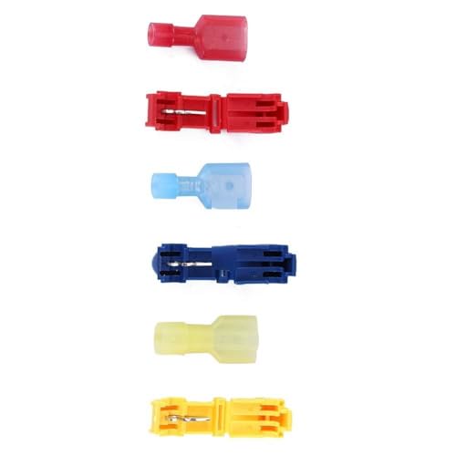 T Tap Electrical Connectors, Quick Wire Splice, Snap Tap Connectors with Brass Contacts, Nylon Disconnects for 22-10AWG Cables, Flame Retardant, Insulated Terminals for Automotive