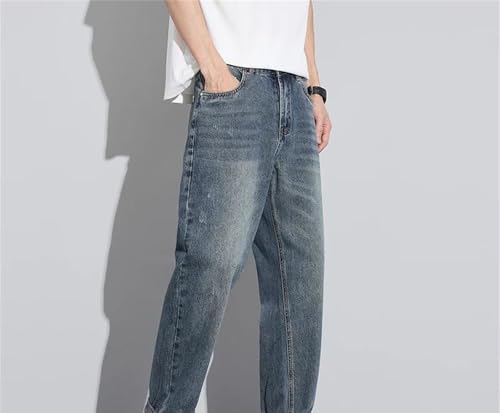 Mens Jeans Four Seasons Slim Fit Straight Denim Pants Vintage Stretch Breathable Comfortable Waist2