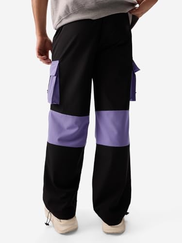 Image of The Souled Store Parachute Pants: Pale Iris Men and Boys Elasticated Toggles Leg Closure Cotton Baggy Fit Parachute Pants