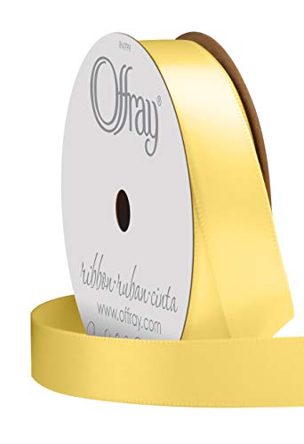 Image of Offray 070055 5 /8 inch Wide Single Face Satin Ribbon, Baby Maize Yellow, 6 Yds