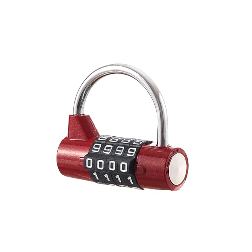 Image of Gym Locker Lock 4 Digit Combination Lock for Locker for School Gym Lock for Sports, Toolbox, Case, Hasp Storage(20) (Shackle Red)
