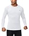Moozava Mens Compression Shirt Long Sleeve Quick Dry Athletic Workout Gym T-Shirt SPF Running Tops Sports Undershirt Base Layer White 3XL