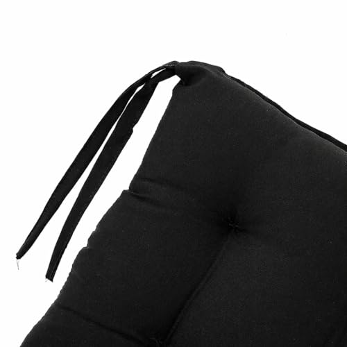 Image of Wakewell Soft Chair Pad with Ties | Square Padded Chair Pad Cushion for Dining Chair, Kitchen & Office | Washable Microfibre Chair Pad for Home Seating (2, Black)
