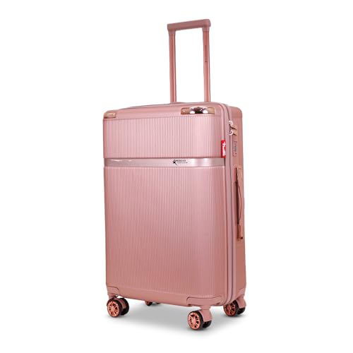 Image of AMERICAN TRAVELLER Urban Gold ABS Trolley Bags Luggage Single Small Suticase Grey with Rose Gold Accents, TSA Lock, 8 Spinner Wheels, 730 Days Warranty (1, Rose Gold, S20)