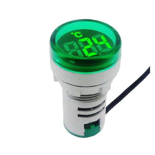 交流電圧表示デジタルLED電圧計 丸型AC温度表示灯 -20~199℃ ミニLEDデジタル温度計 AD101-22TM(Green)