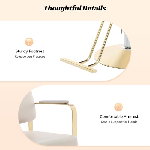 Image of Salon Chair,Barber Chair with Hydraulic Height Adjustable & 360 Swivel,Black Hair Salon Styling Chairs for Hair Stylist for Home, Barber Shop and Beauty Salon (Beige+Gold)