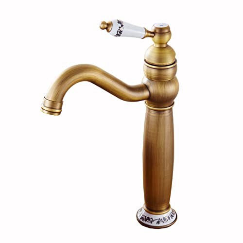Robinet de salle de bain mitigeur laiton antique trou unique évier vasque 360°