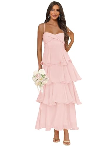 Chiffon Bridesmaid Dresses Long Tiered Ruffles Summer Beach Dress for Women4