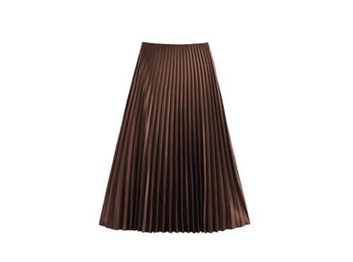 Women's Summer Mid Waist Midi Skirt Women's Casual Solid Color Zipper Skirt
