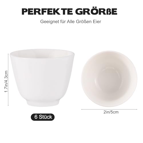 BOUTICOL 6er Set Porzellan Eierbecher Weiße EierStänder für Frühstückstische 5 x 4,3CM Porzellan-Eierhalter Stapelbar Frühstück Gekochtes Kochwerkzeug – Bild 3