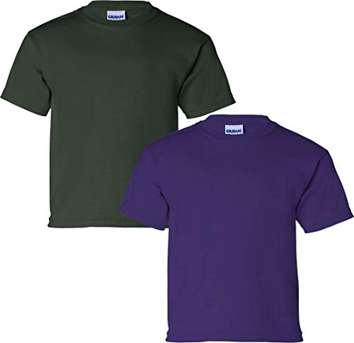 Image of Gildan Kids' Ultra Cotton Youth T-Shirt, 2-Pack MED-Forest-Purple