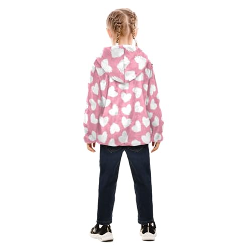 OTVEE Valentine Heart on Pink Kids Hoodie Jacket Fall Spring Full Zip Warm Outwear Coat4