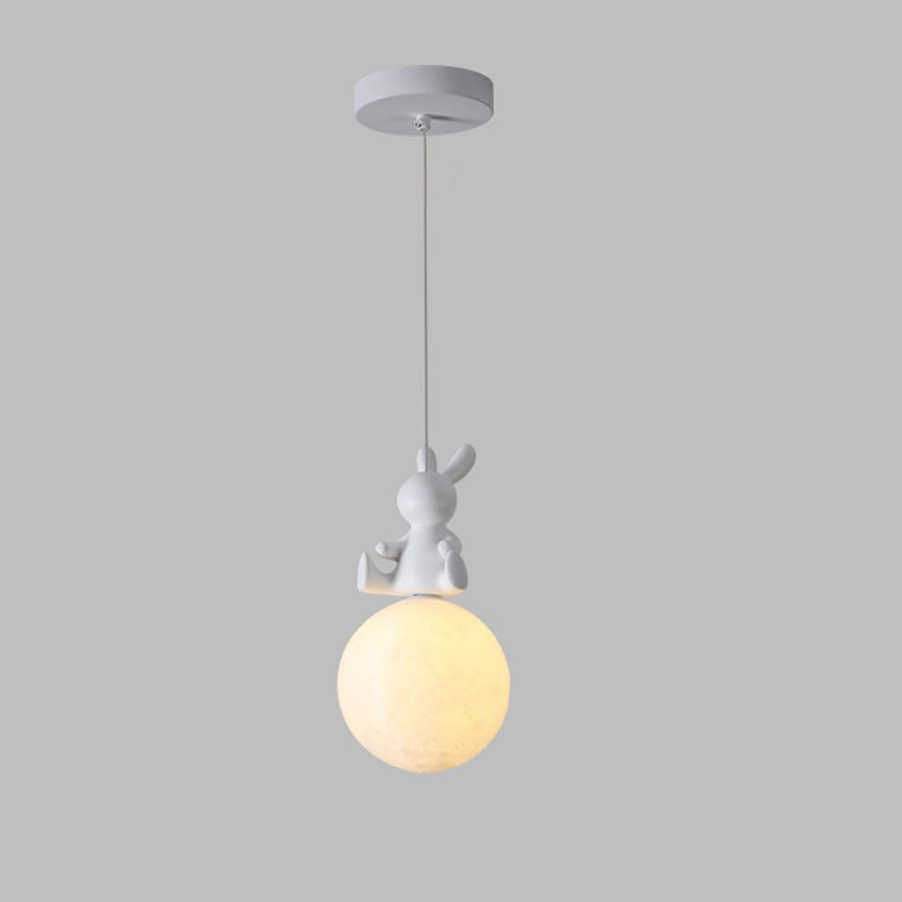 Lámpara colgante de techo infantil con diseño de Luna 3D y luz LED esférica