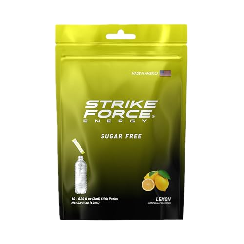 Image of Strike Force Energy Drink Mix - Lemon Flavor - Natural Tasting Caffeine Drink - Turn Any Drink into a Healthy Energy Drink - Zero Calories, Keto Friendly, Sugar Free, Pre Workout (10 Liquid Packs)