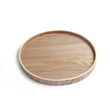 丸盆 木製 丸トレー 原木色 お盆 漆塗り 業務用 茶道 ティータイム 茶道具 (35*35*2.7cm円形)
