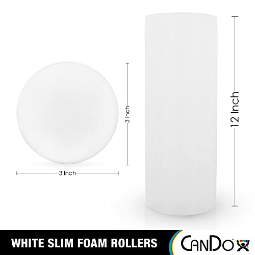 Cando Slim White Pe Foam Rollers For Exercise, Fitness, Muscle Restoration, Massage Therapy, Sport Recovery And Physical Therapy For Home, Clinics, Professional Therapy 3" X 12" Round #TOP1