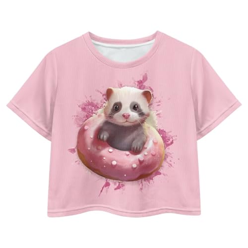 Girls Short Sleeve Shirt Cute Kids Crop Tops for Girls 5-14 Hip Hop Dance Outfit Teens Summer Clothes Trendy Tees