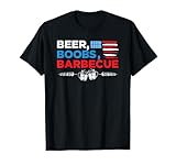 Beer Boobs Barbecue T-Shirt July 4th Memorial Celebration T-Shirt for Women Men