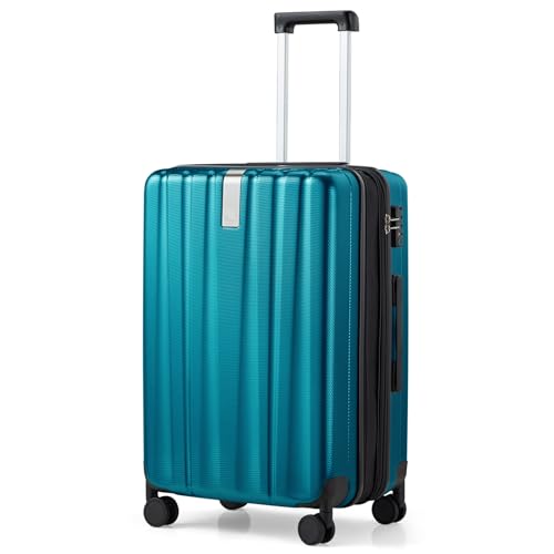 Image of Hanke 24 Inch Expandable Checked Luggage Lightweight PC Hard Case Luggage Suitcases with Wheels Tsa Luggage Rolling Large Suitcase Travel Luggage Bag for Go to University.(Caribbean Blue)