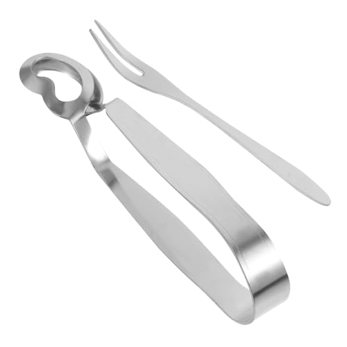 LIFKOME Set Pinze Per Lumache e Forchetta Pratica in Acciaio Resistente, Clip Anti-scottatura Multifunzionale Per Frutti Di Mare, Utensili Cucina Per Ristoranti e Uso Domestico
