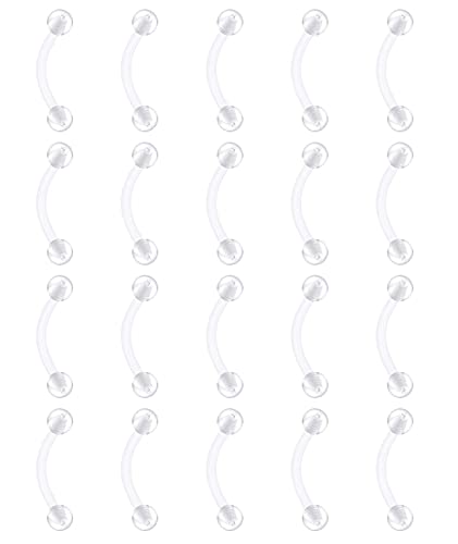 Briana Williams 20er Flexibel Piercing Lippe Nase Augenbrauen Plastik Banane 16G Kunststoff Bioflex Retainers 8/10mm Cover