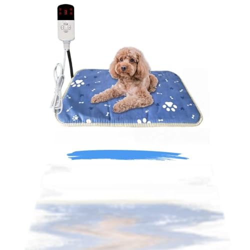 LumoLight猫・ネコ・中型・大型犬用ペット用ヒーターラグ 電気ヒーターパッド ヒーターパッド ペット用ヒーターパッド 9段階温度設定 4段階タイマー機能 防寒・過熱防止・噛みつき防止・防水 カバー2枚付き お手入れ簡単 ふわふわ生地 (45*45cm