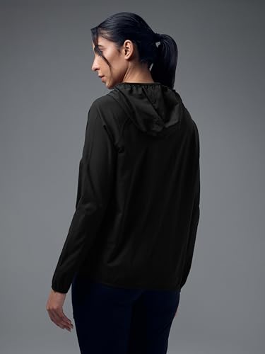 Image of TECHNOSPORT Women's Solid Slim Fit Hooded Jacket with TECHNOWARM+ | Full Zip Polyester Winter Jacket for Sports, Gym, Travel & Casual Wear | Long Sleeve Hooded Activewear with Moisture-Wicking Fabric