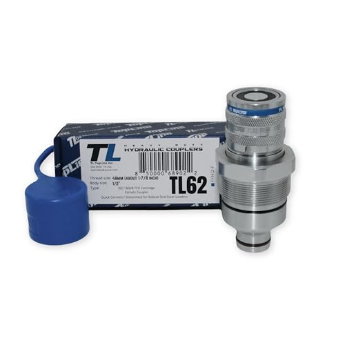 Image of 1 /2 inch Body Hydraulic Quick Connect Cartridge Coupler, Aftermarket Replacement for 4BD4FH Female FFH, Flat Face, ISO 16028, Heavy-Duty Hydraulic Coupling for Bobcat & Kubota Manifolds | Model TL62