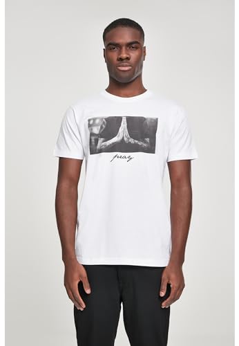 Mister Tee Camiseta Pray de Mangas Cortas para Hombre con Estampado Frontal, Moda Urbana Callera, en Algodón, Distintos Colores, Tallas XS-5XL